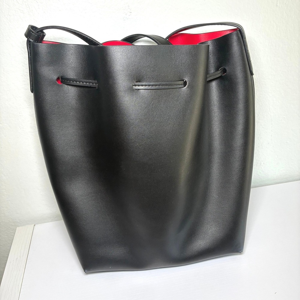 Mansur Gavriel Bucket Bag Large Black Italian Leather Pouch Adjustable Crossbody - Picture 2 of 9